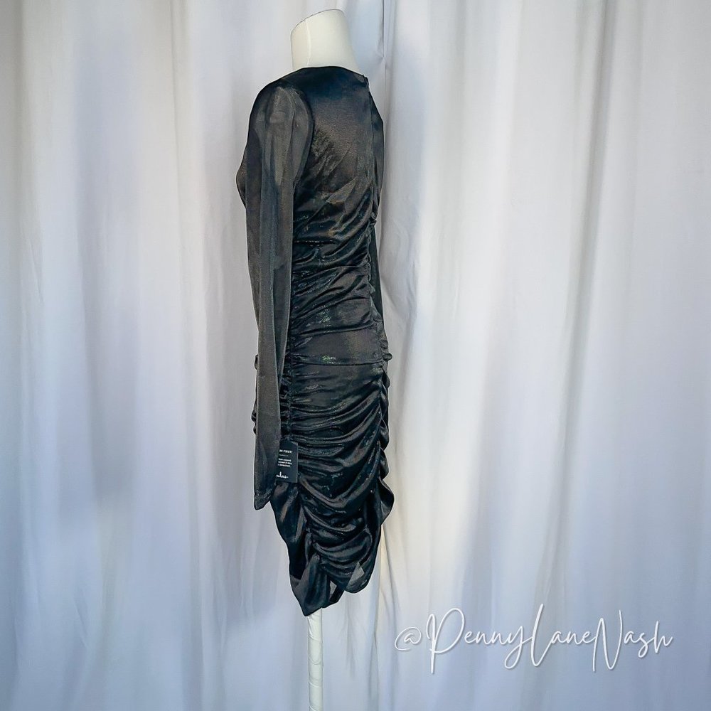 NWT Lulu's Night at the Club Black Metallic Cutout Bodycon Mini Dress Black - Picture 8 of 10